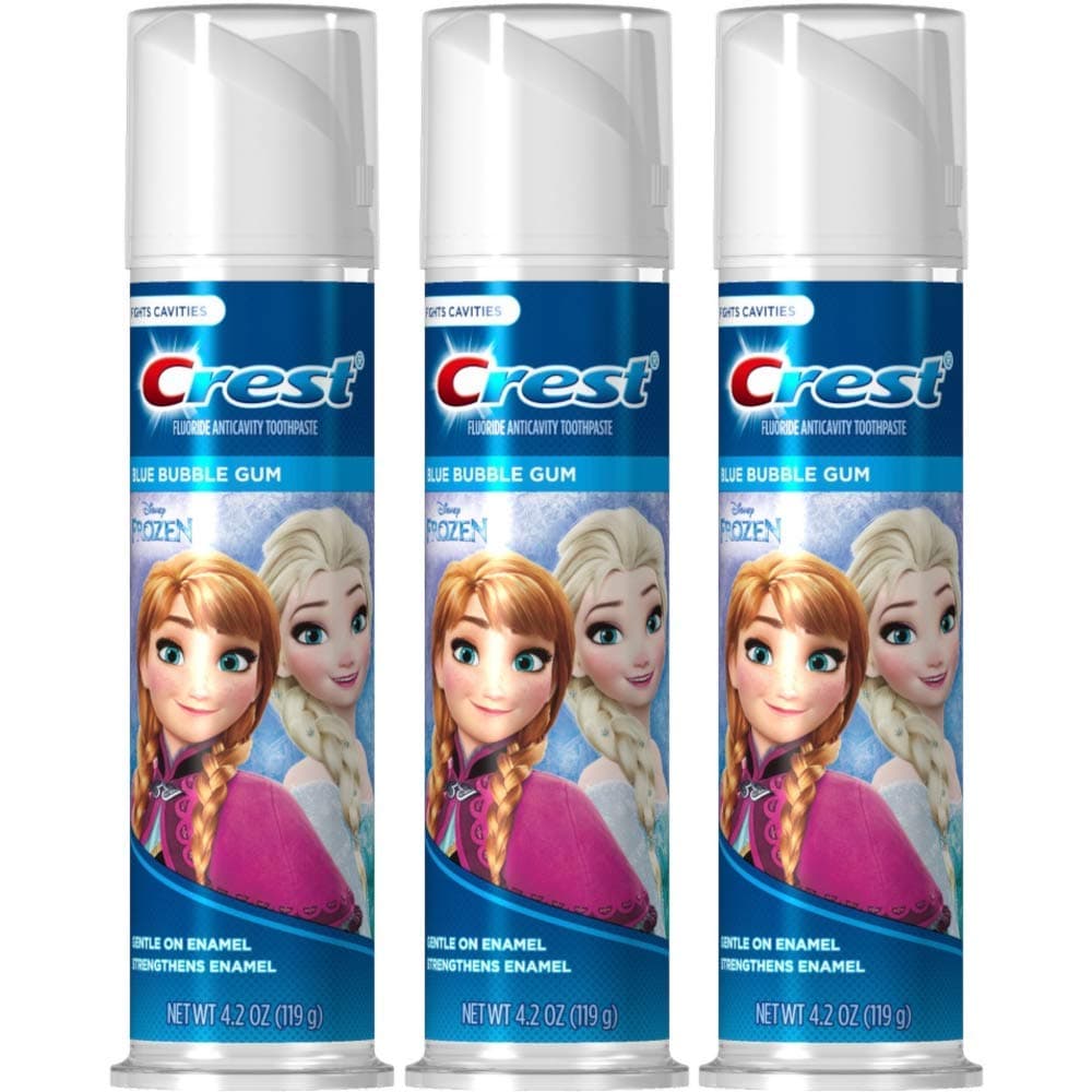 Disney's Frozen Crest Kid's Cavity Protection Toothpaste, Blue Bubble Gum, 4.2 Ounces Each (Value Pack of 3)