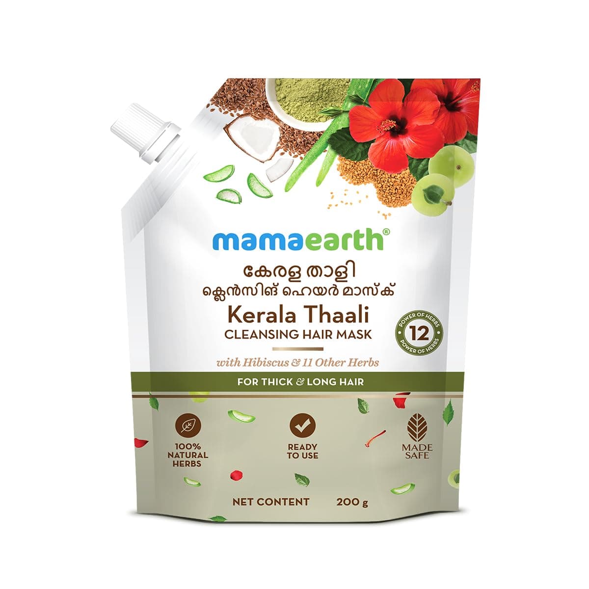 MAMAEARTH Kerala Thaali Cleansing Hair Mask with Hibiscus & 11 Other Herbs 7.05 Oz/200g