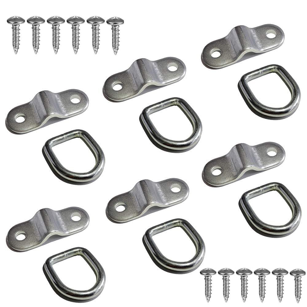 D Rings Tie Down Anchors Hooks for Trailer Truck Bed Bracket Enclosed Points Pickup Camper Surface Mount D-Ring 1/4" Heavy Duty 6 Pack w/ 7200 Pound Capacity