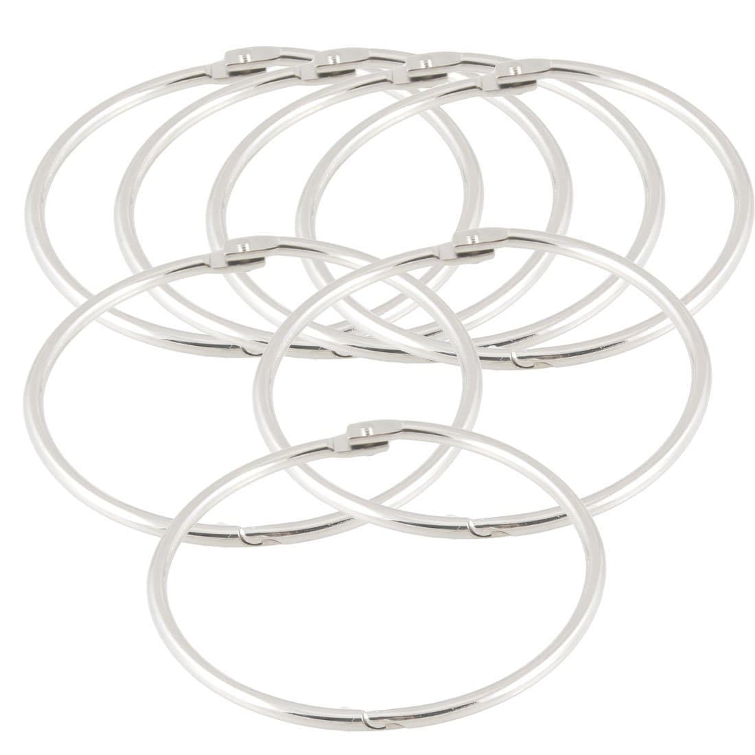 Loose Leaf Binder Rings 3.5 inch Silver Tone Nickel Plated (7 Pcs)