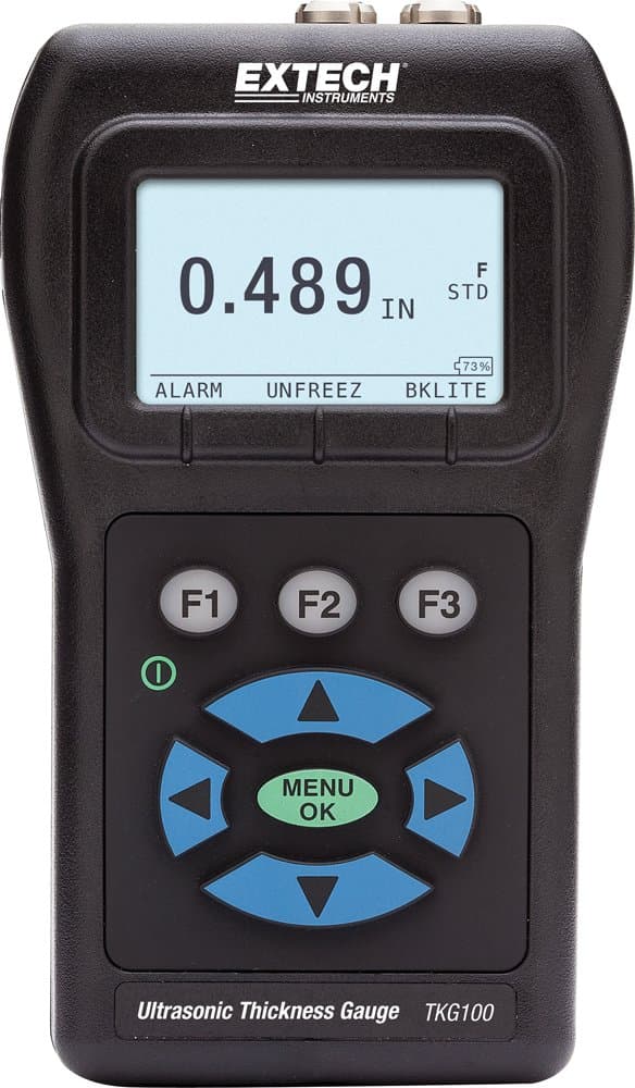 Extech TKG100 - Digital Ultrasonic Thickness Gauge - Measures 1.2 to 225 mm (0.047" to 8.86") on Metal & Plastic, Includes 2 Transducers, LCD Display, and Hard Case
