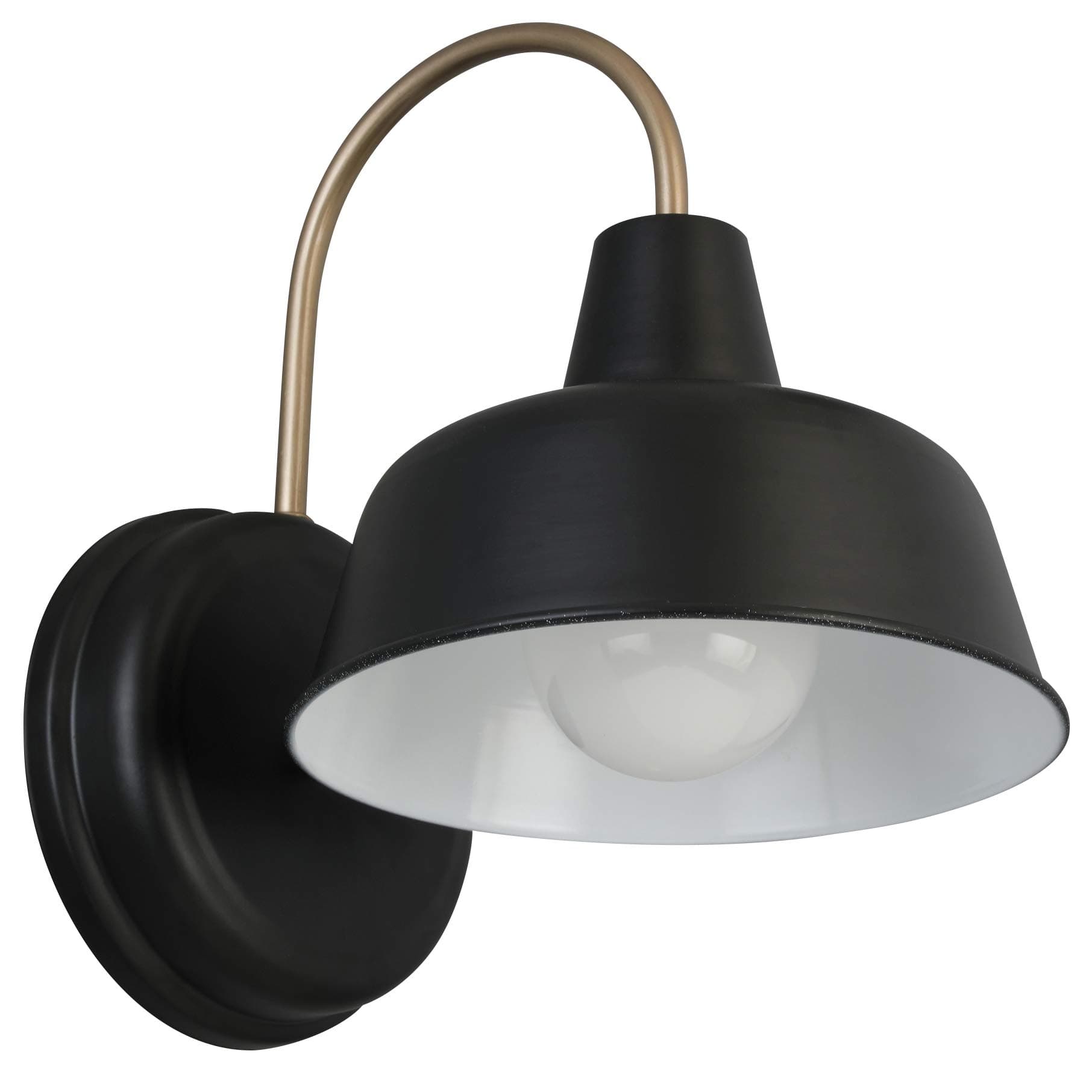 Design House Mason Barn Light Indoor/Outdoor Wall Mount Modern Industrial Farmhouse Wall Light for Patio, Garage, Bathroom, Office, Kitchen, 8-Inch, Matte Black and Gold, 588285