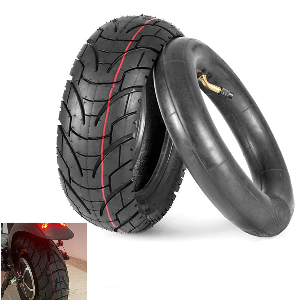 Scooter Tires 80/65-6 City Road Tire And 45° Inner Tube 10 Inches Motorcycle & Electric Scooter Tires Compatible With Apollo 2022 Explore Electric Scooter E-Bike 255x80 10x3.0 Tire