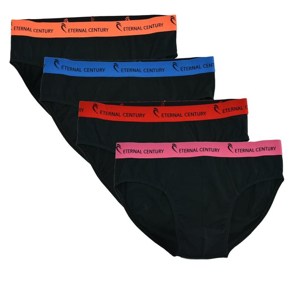 ETERNAL CENTURY Mens Underwear Soft Cotton Full-Cut Briefs (4-Pack)
