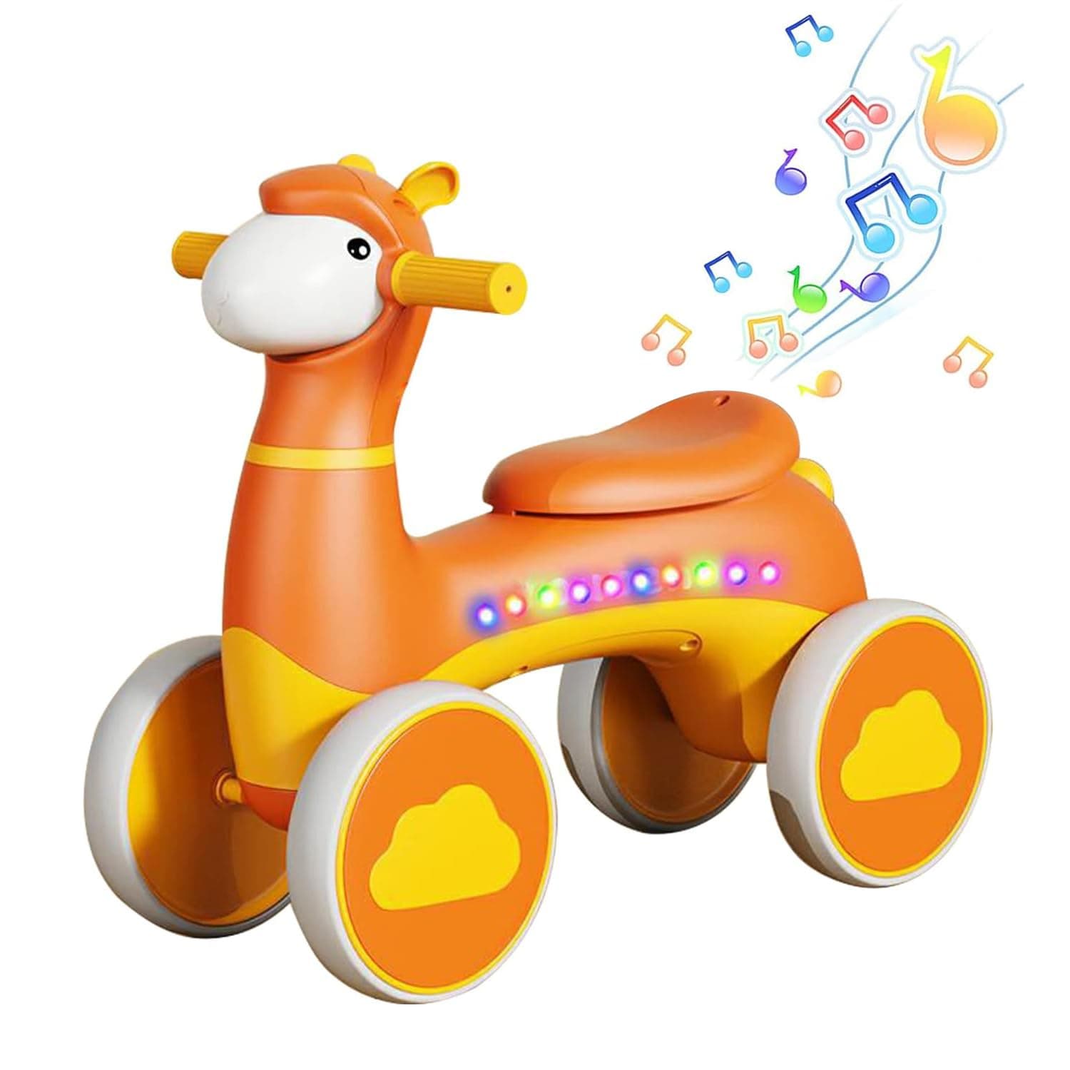 Baby Balance Bike Toys,10-36 Month Toddler Balance Bike with Music & Light,No Pedal 4 Silence Wheels & Soft Seat Pre-School First Riding Toys,Baby Bicycle for 1 2 3 Year Old Boy Gifts