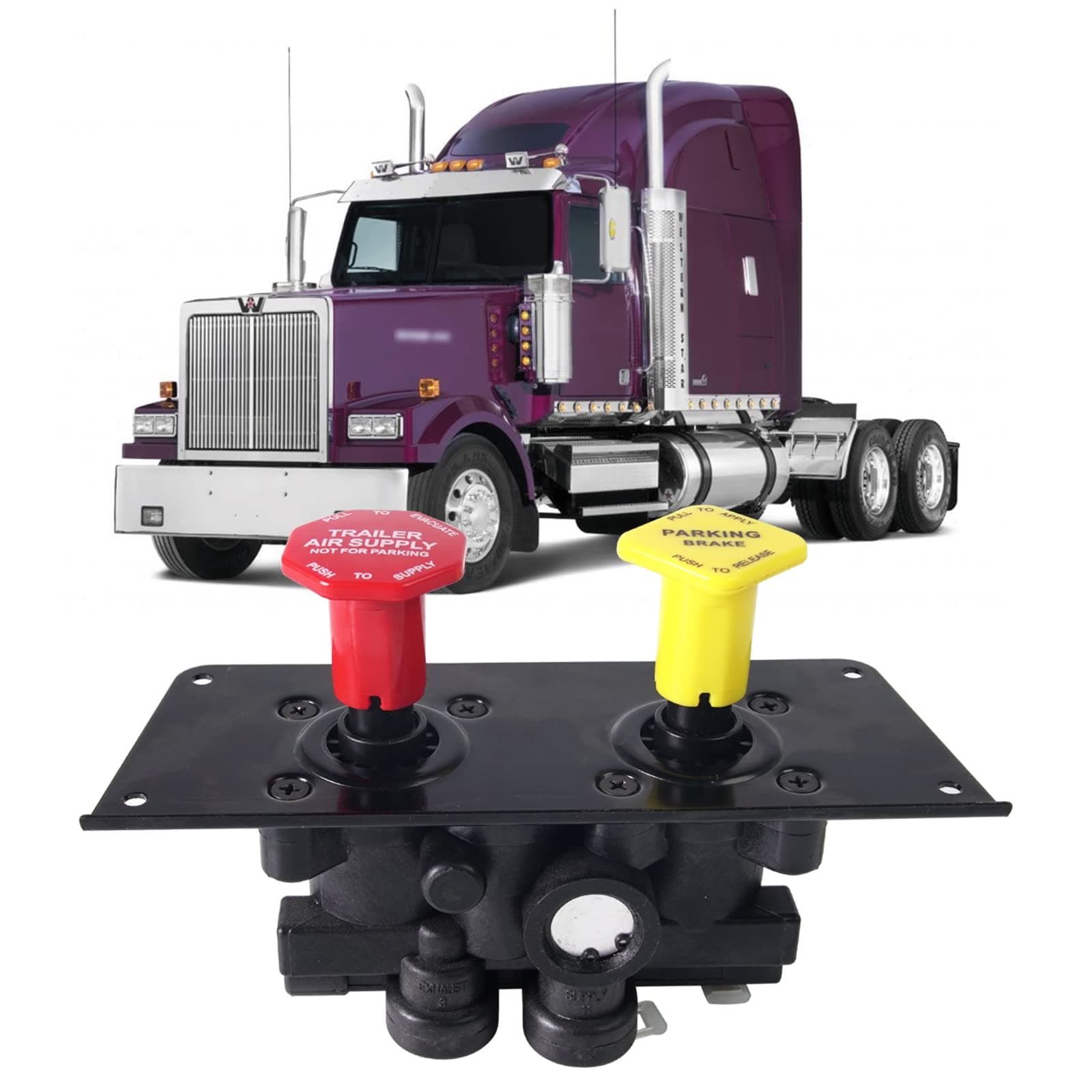 MV3 MV-3 Truck Dash Control Valve, Trailer Parking Brake Module Compatible with Volvo Western Star Ford Freightliner Kenworth Peterbilt Replace Bendix 800519 065186 107433 800529