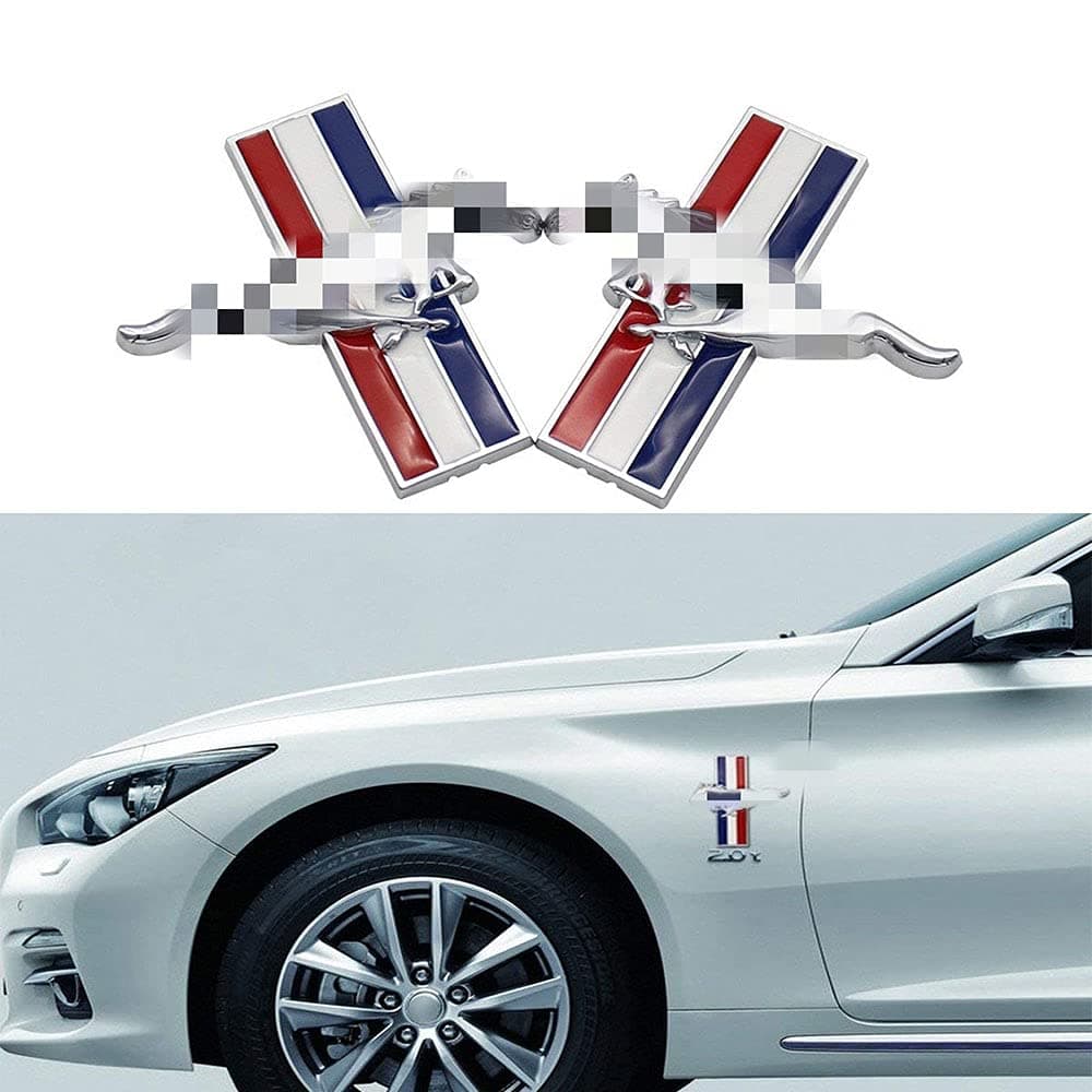 2pcs Running Wild Horse Metal Car Side Emblem Badge for Accessories (2pcs silver)