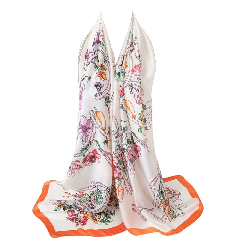 Bellonesc Silk Scarf 100% silk Long Lightweight Sunscreen Shawls for Women