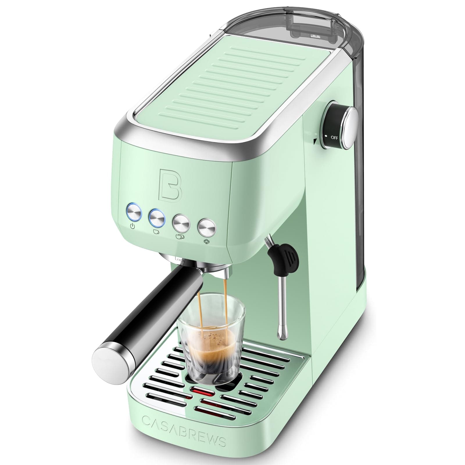 CASABREWS 3700 Essential 20 Bar Espresso Machine, Compact Coffee Maker with Steam Frother, Cappuccino & Latte Maker for Home, 43.9oz Water Tank, Pastel Green