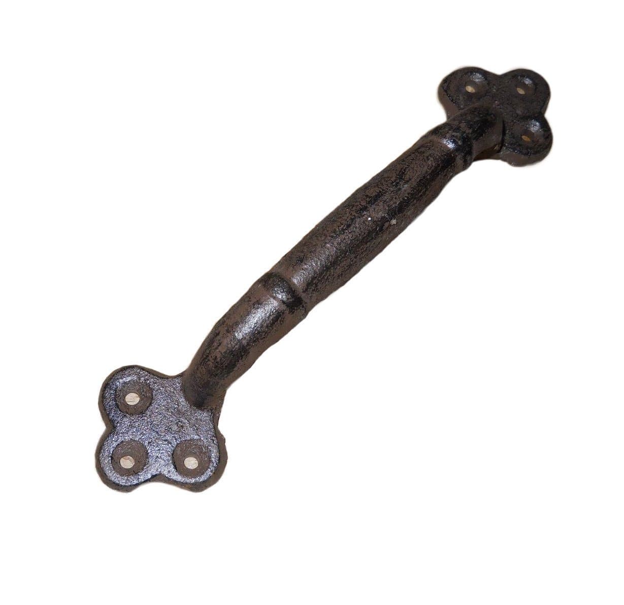 JTW- 2 Pcs Heavy Duty Solid Cast Iron Antique Style Rustic Barn Handle Gate Pull, Shed Door Handles 9" Long Rust Brown Finish