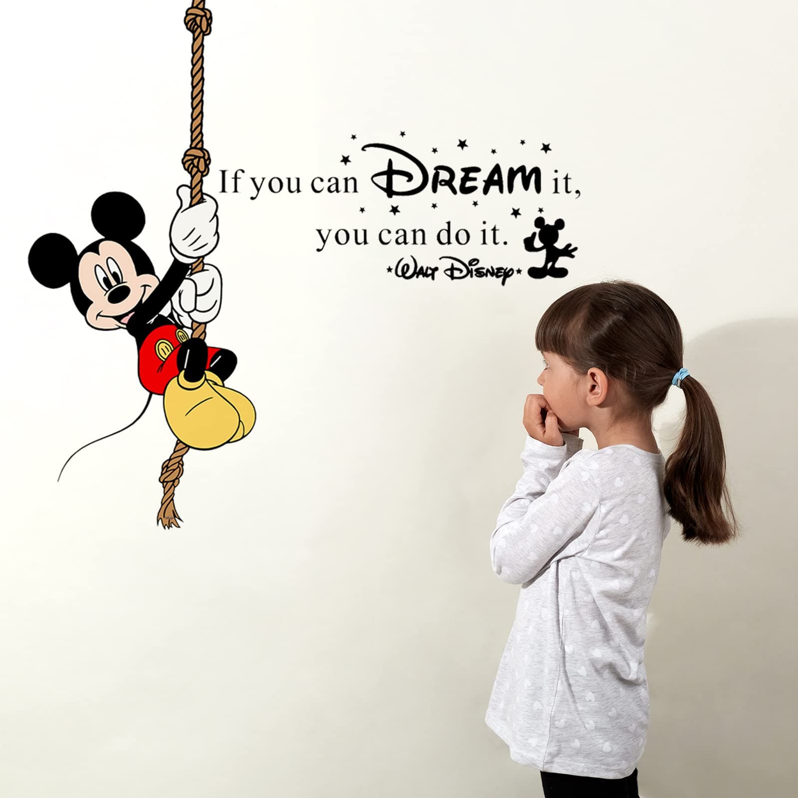 Mickeys Mouse Kids Room Wall Decal Nursery Sticker Wall Art Mural for Bedroom Living Room Background Bathroom Home Décor (Black)