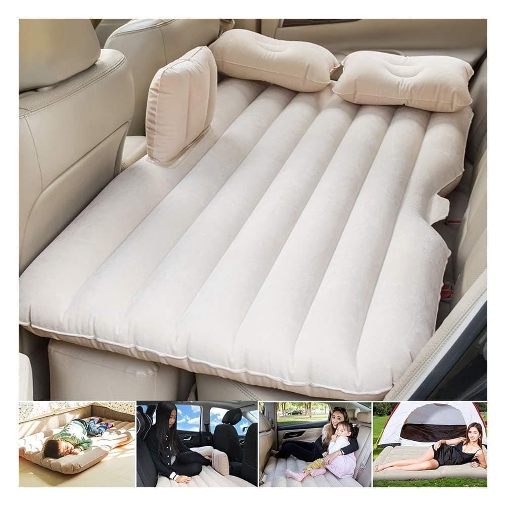 Car Travel Bed 138 * 85 45Cm Suv Air Mattresses Inflatable For Camping Children Rear Double Adjustable Sleeping Pad Airbed Seat Cover Cushion Flocking Cloth Mvp With Pump (cream)