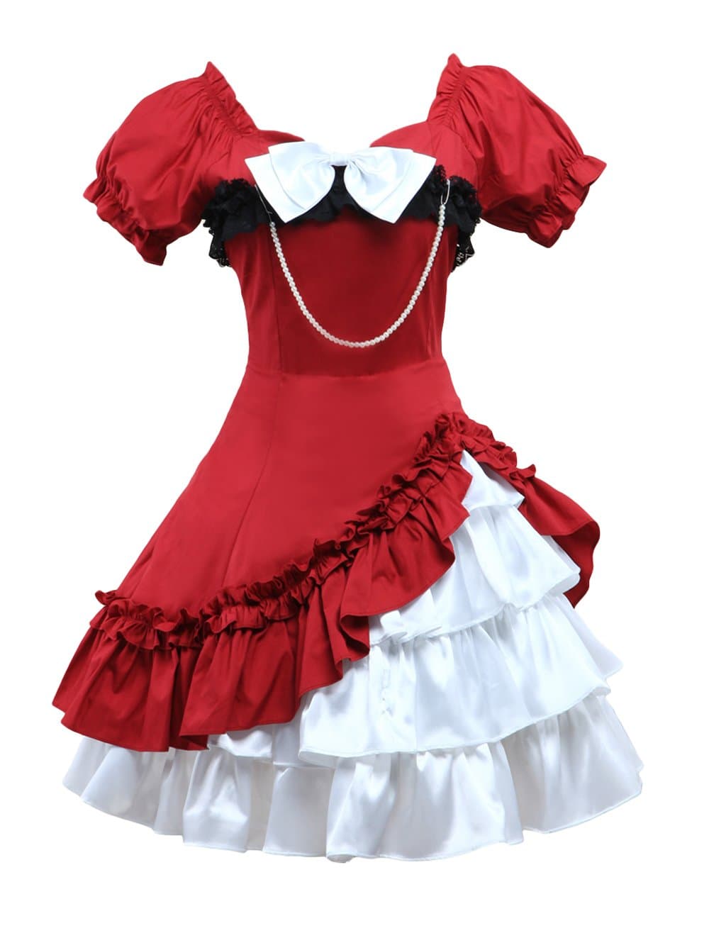 M4U Womens Short Sleeves Bow Chain Cotton Lolita Dress