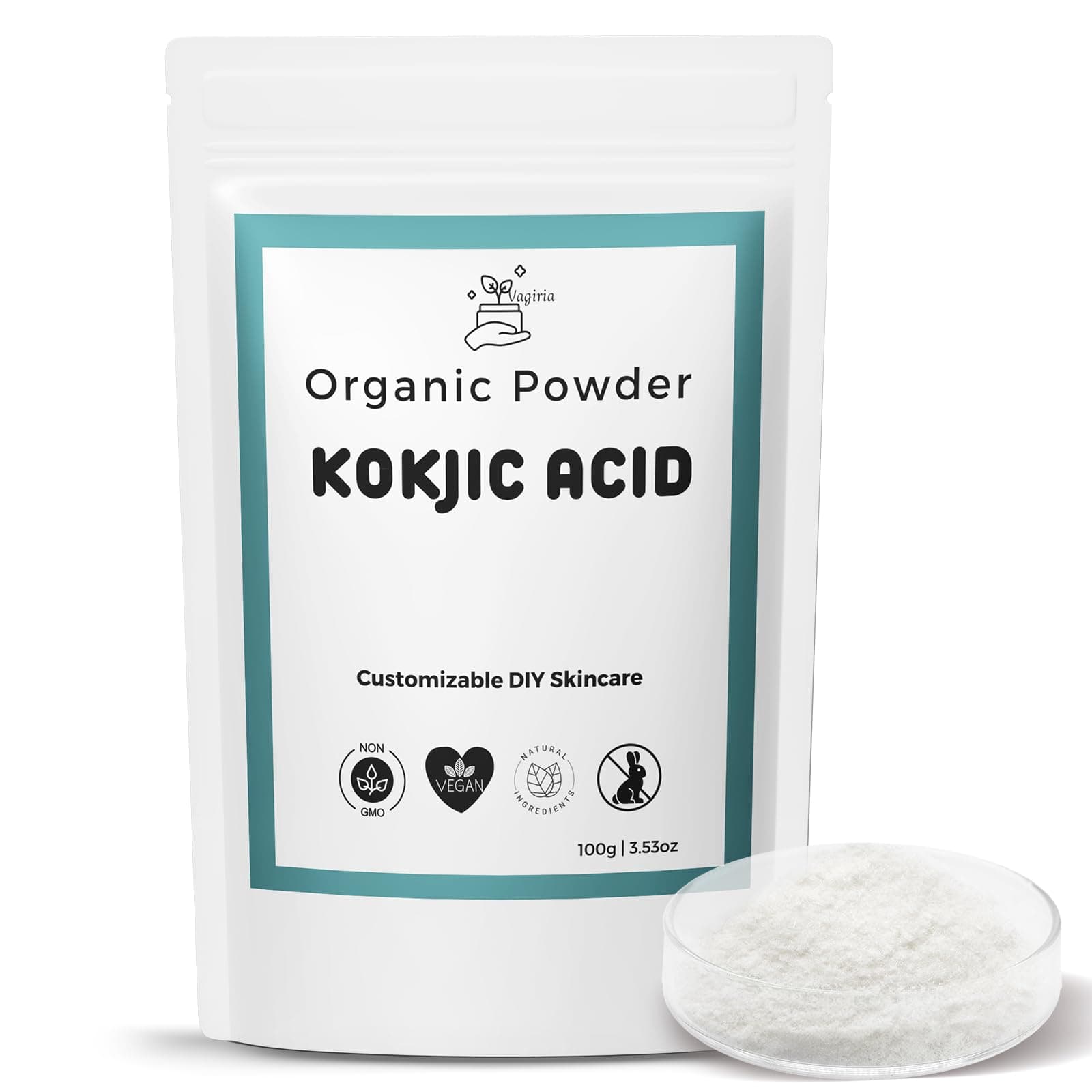 Premium Kojic Acid Powder for Skin-Lightening and DIY Skincare - 99% Purity, Brighten Complexion, Reduce Dark Spots, Even Skin Tone - Natural Preservative - Ideal for Custom Serums, Creams, and Masks