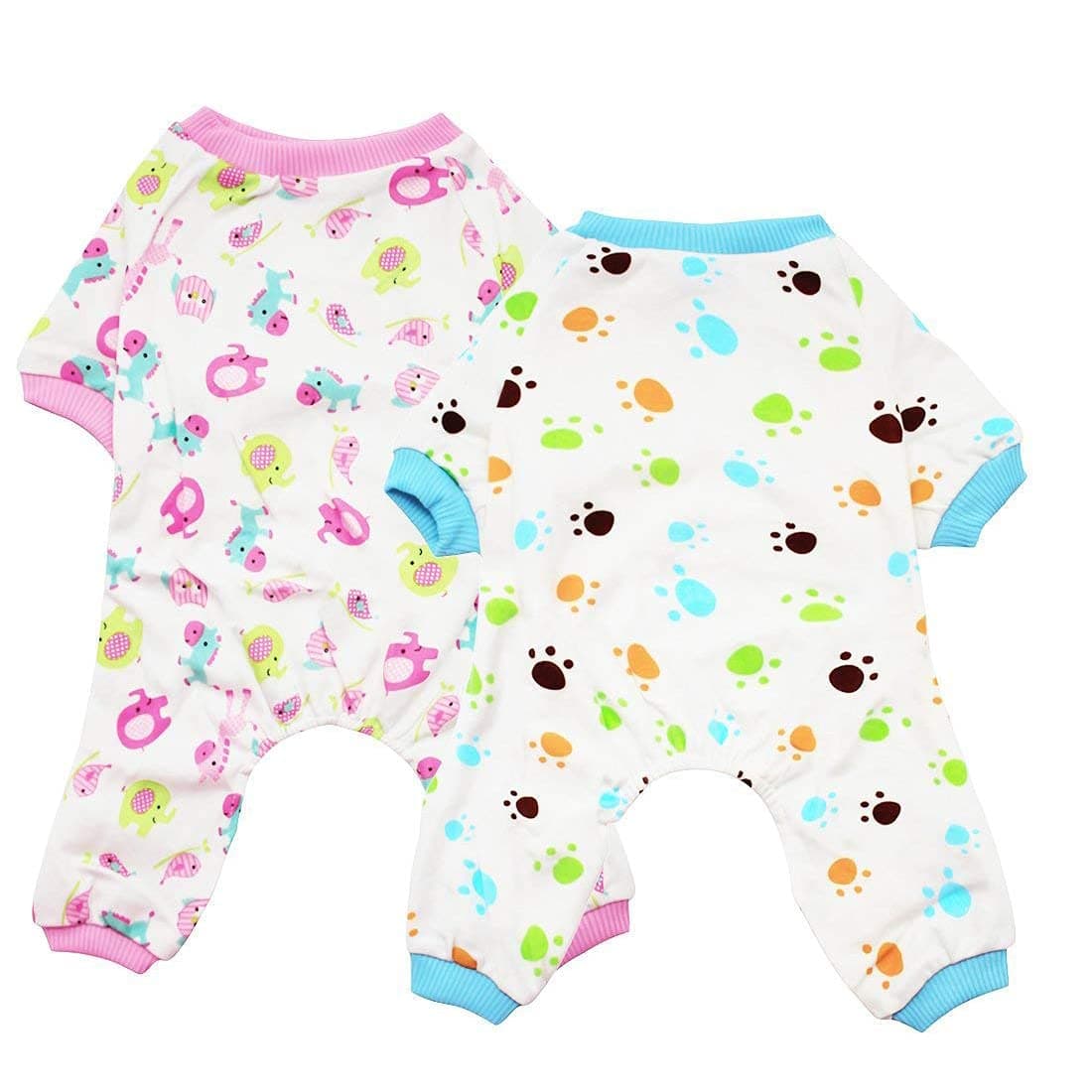 Scheppend 2-Pack Pet Clothes Puppy Cute Pajamas Dog Cotton Body Suit Cats Jumpsuits Cozy Apparel Dogs Pjs Small Canine Jammies Small Red pjsRedhorse & Paw S