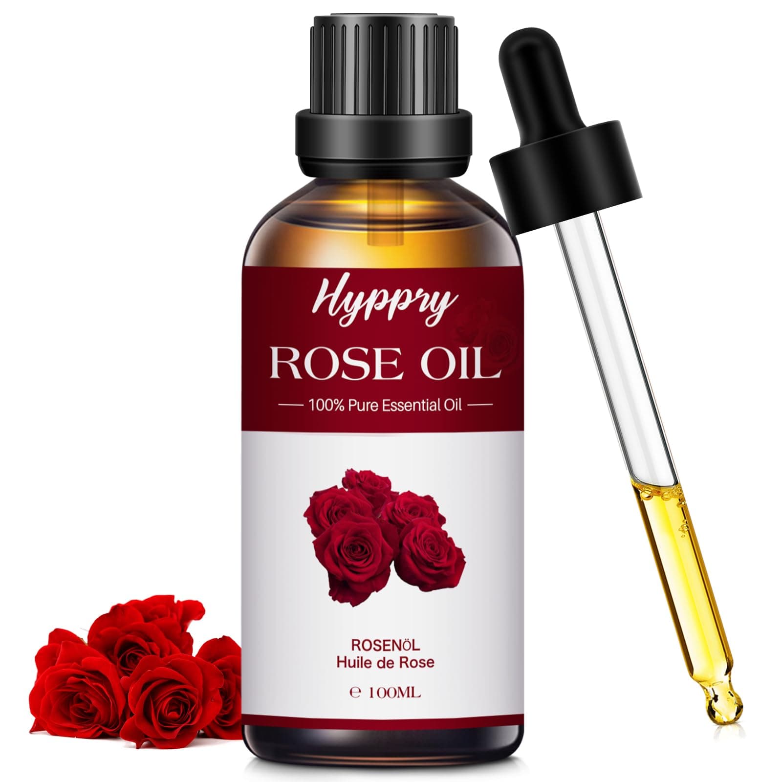 100ml Rose Essential Oil - Premium Natural Rose Oil for Diffuser for Home, Aromatherapy, Sleep, Skin Care, DIY Perfume, Soaps Making, Scented Candles