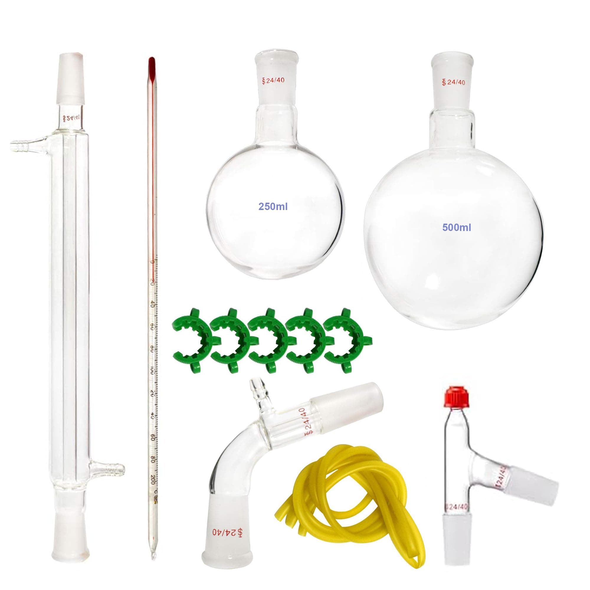 New 500ml, 13pcs Glass Distillation Apparatus Chemistry Lab Glassware Kit Water Distiller Purifier