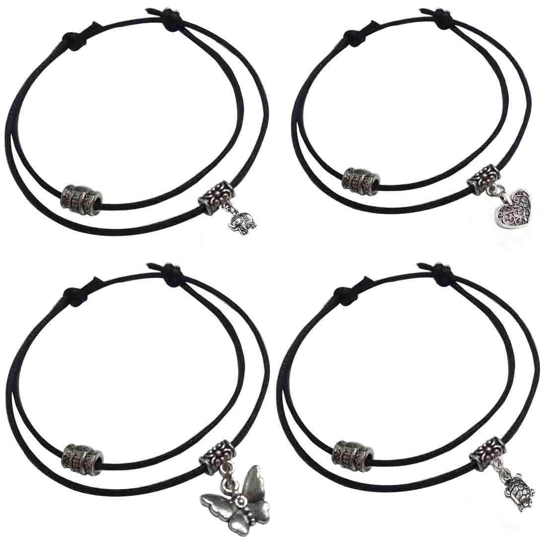 GURJARI JEWELLERS Adjustable Black Thread Anklet with Oxidised Beads For Girls