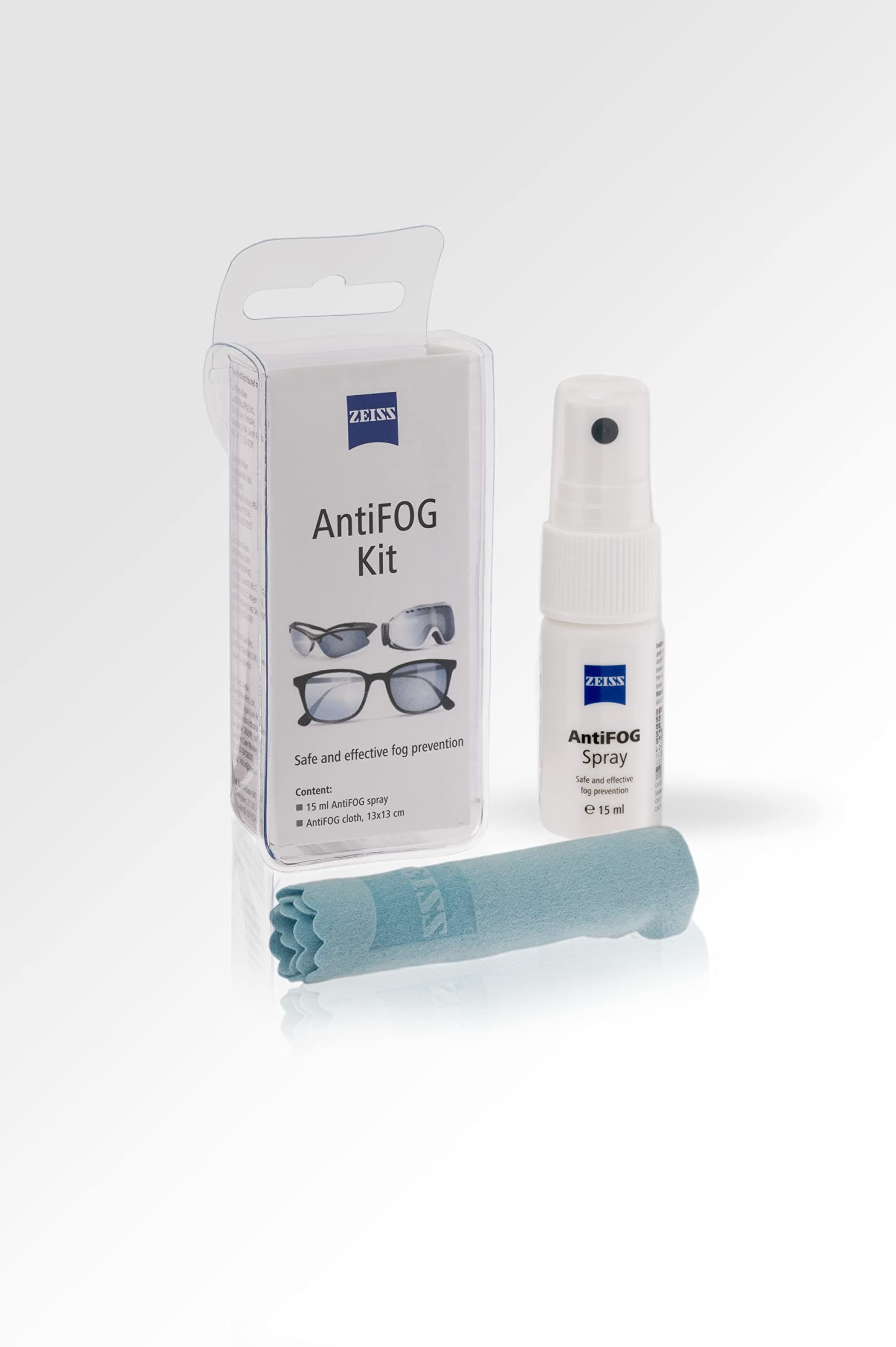 ZEISS AntiFOG Kit 15ml - Pack of 1 | Fog-Free Lens for up tp 72 hours | Ideal for Spectacles, Eyeglasses, Sunglasses, Camera Lenses, Bike Visors, Car Mirrors, Windshields, and Swim Goggles