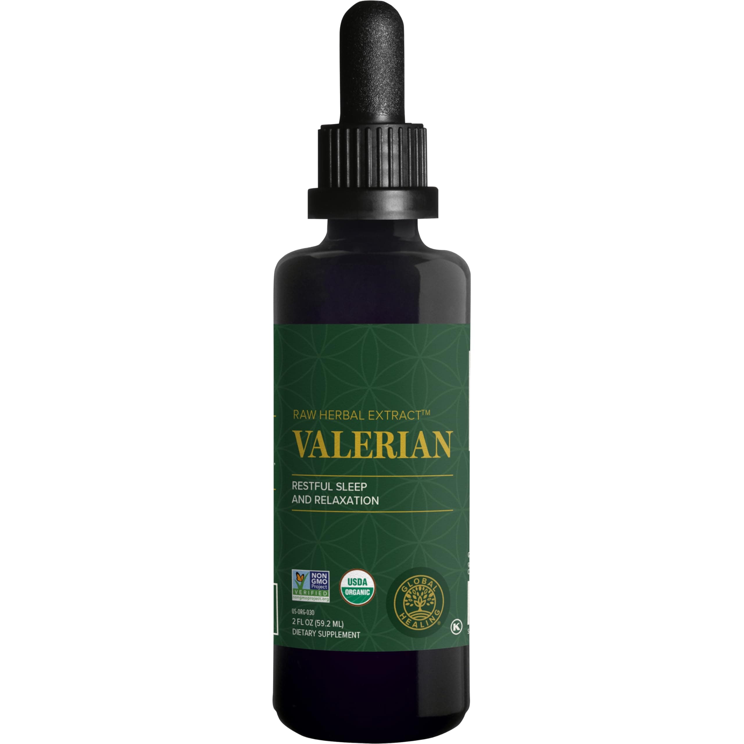 Global Healing Organic Valerian Root Extract Liquid Supplement - Raw Herbal Extract for Healthy Relaxation, Sleep & Calm -Alternative to Valerian Root Capsules for Bioavailability - 2 Fl Oz