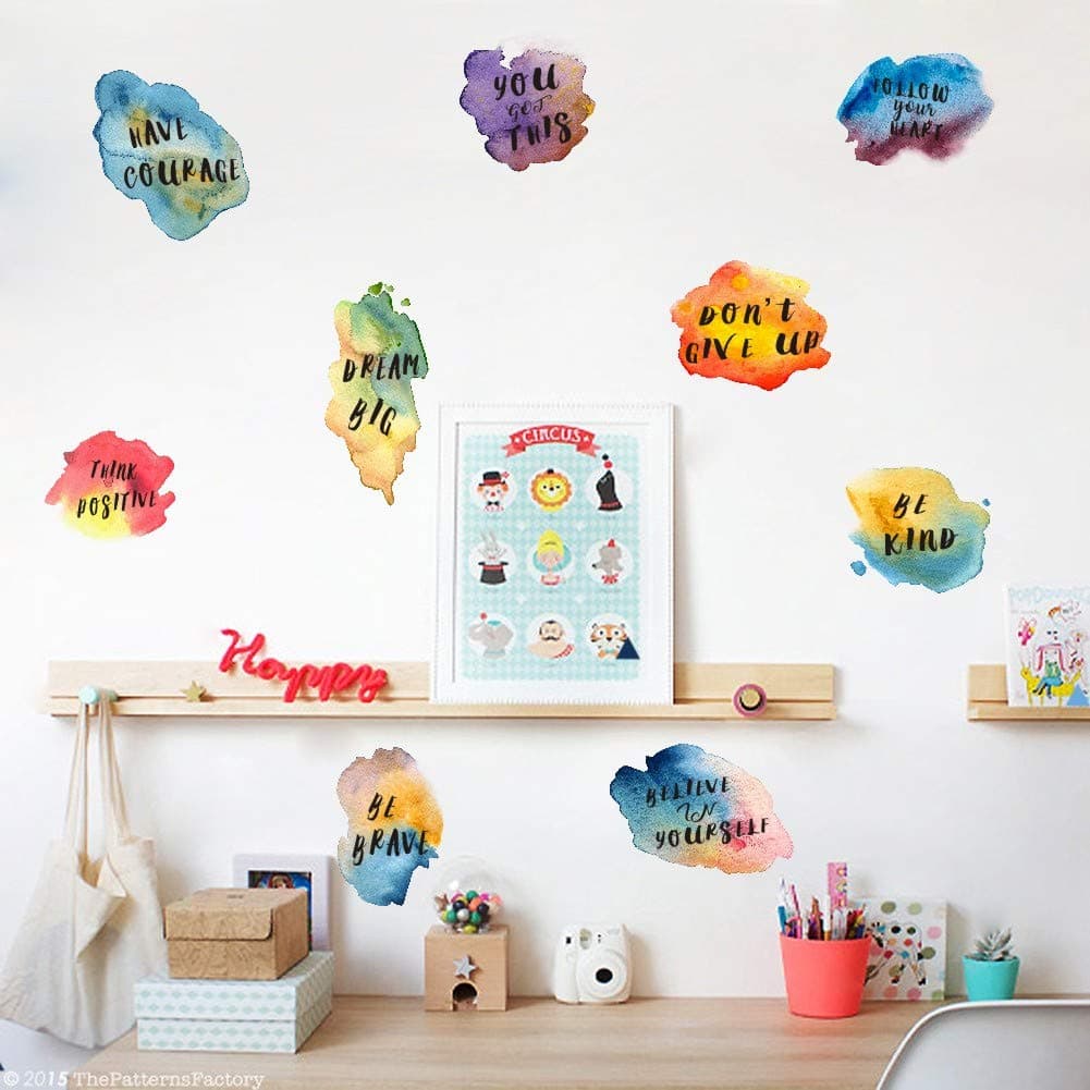 IARTTOP Watercolor Inspirational Quote Wall Decal, Motivational Lettering Sticker for Classroom Wall Decoration，Colorful Inspiring Sayings Decals Window Cling Bedroom Decor
