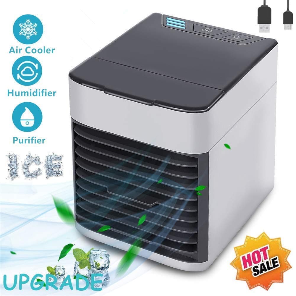 Maylove Portable USB Air Conditioner 3 in 1 Mini Personal Space Air Cooler Humidifier Purifier with 7 Colors LED for Office Home Kitchen Outdoor Travel