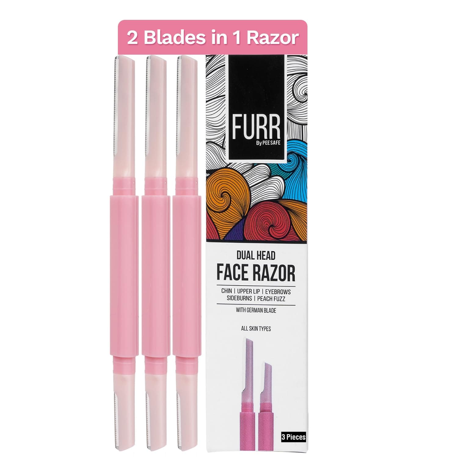 Face & Eyebrow Razor for Women Facial Hair with Dual Blade Head 3N | German Blades | Easy Shaping and Shaving | Reusable Up To 5 Times | Durable and Rust Free Blades