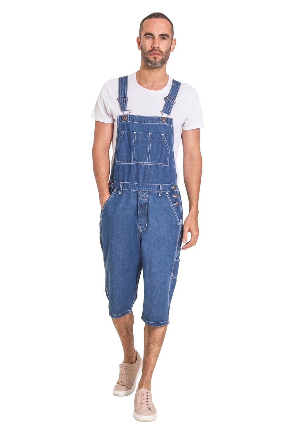 Uskees Mens Stonewash Denim Dungaree Shorts Bib Overall Shorts for men BLAKESW-M-34