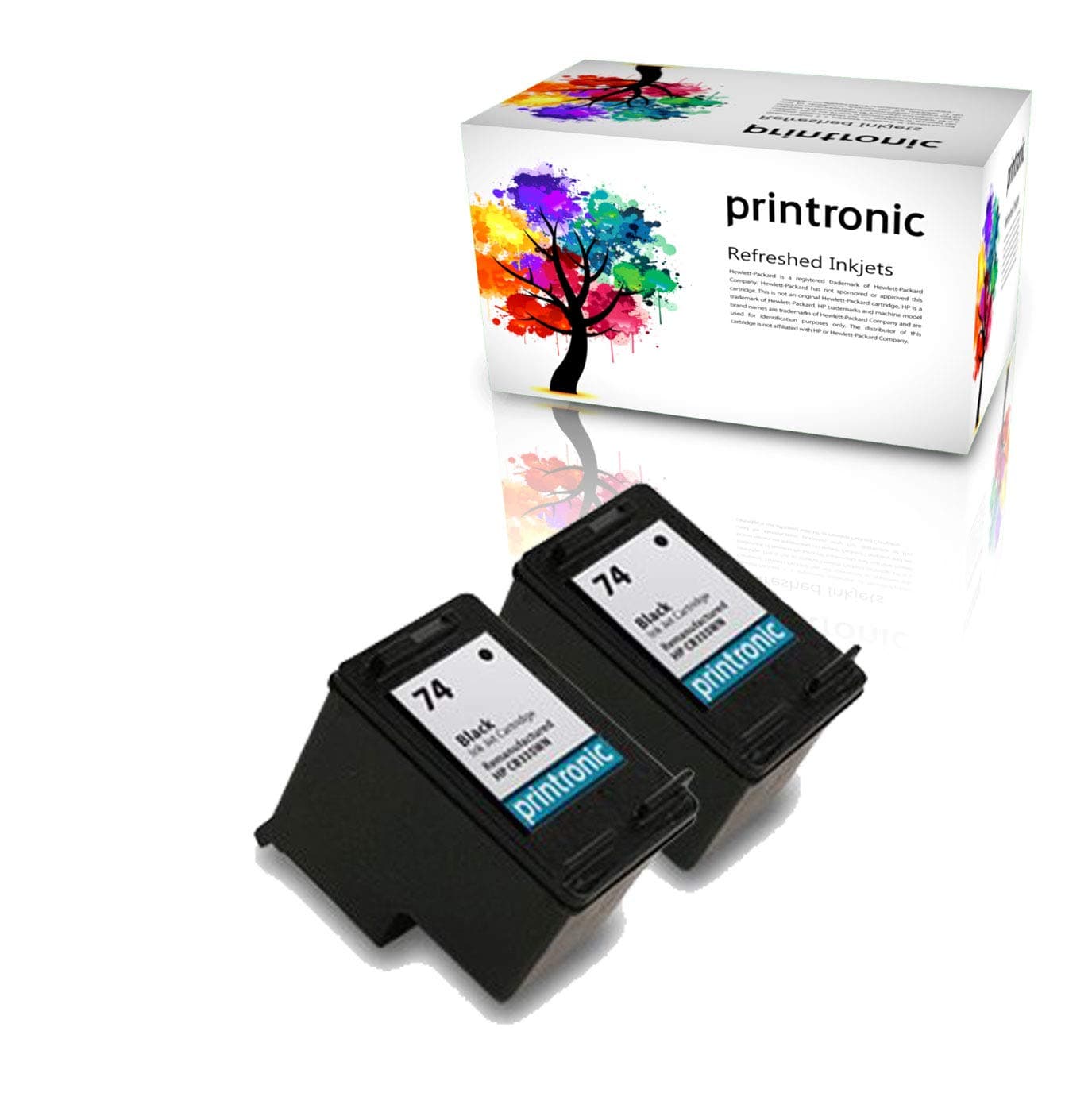 Remanufactured Ink Cartridge Replacement for HP 74 CB335WN, Black, 2 Pack
