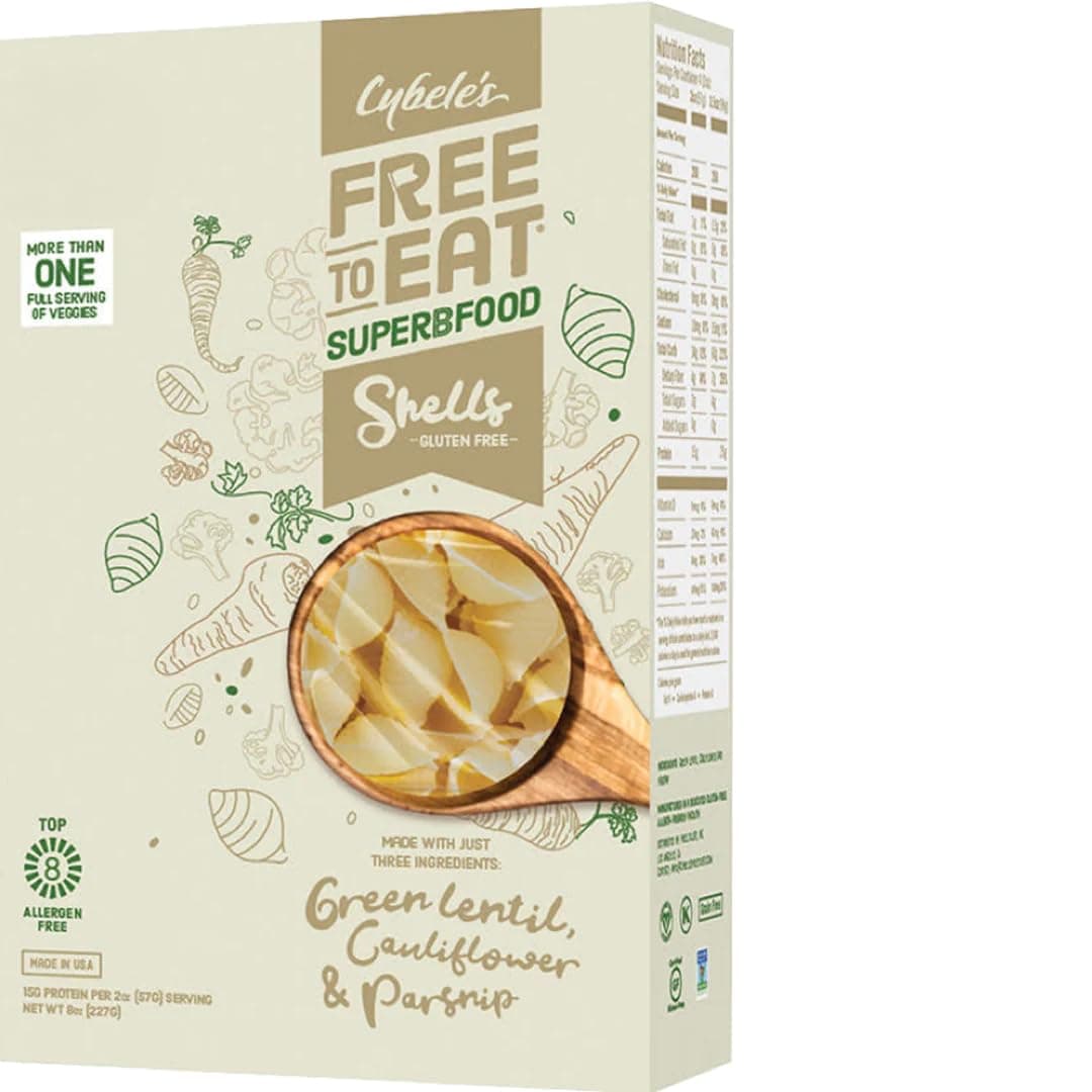 Cybele's Free to Eat Gluten-Free Lentil Pasta Shells, High Protein, Low Carb and Keto Friendly