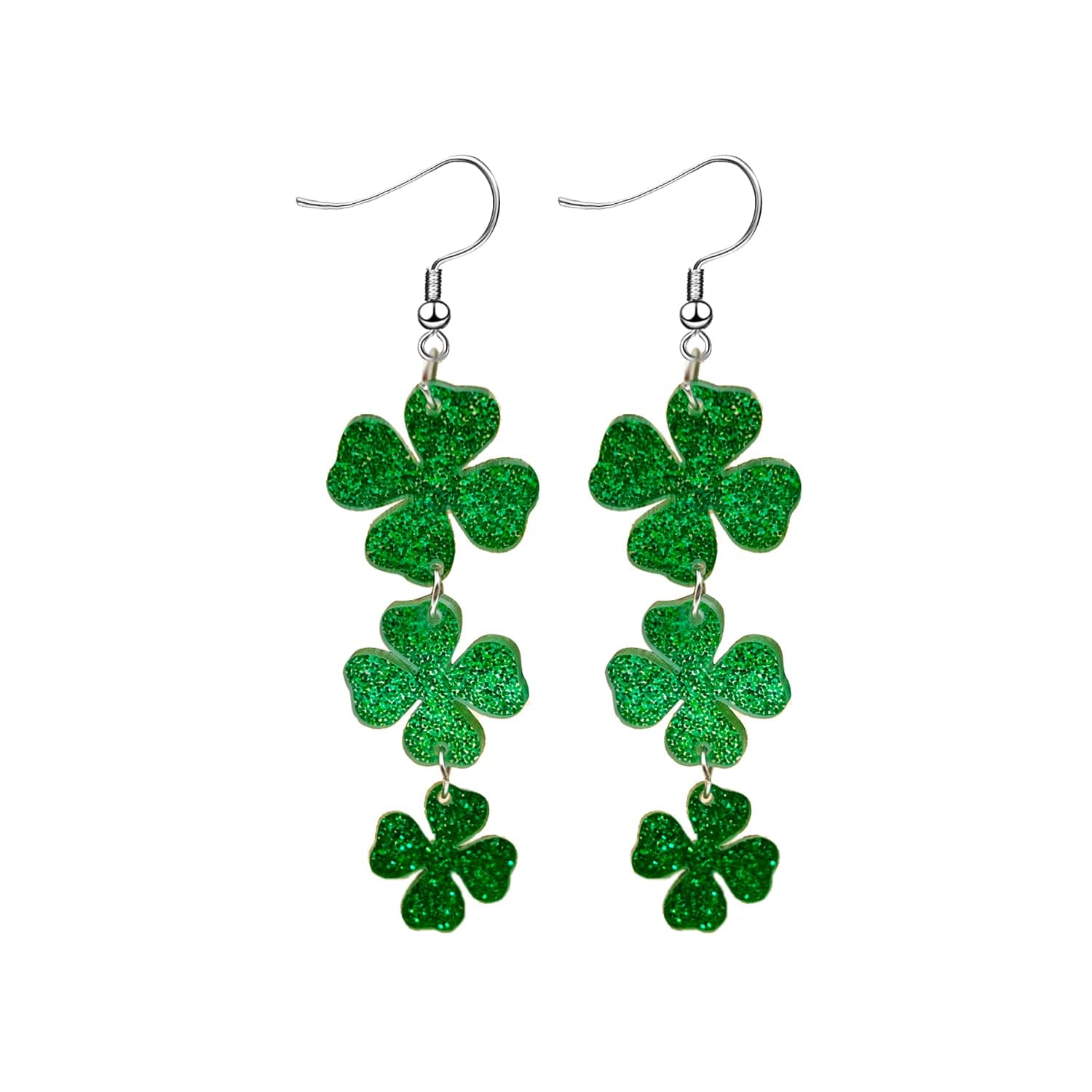 St. Patrick's Day Earrings for Women,Irish Shamrock Acrylic Dangle Earrings, Green Hat Clover Horseshoe Drop Earrings for Irish Festival