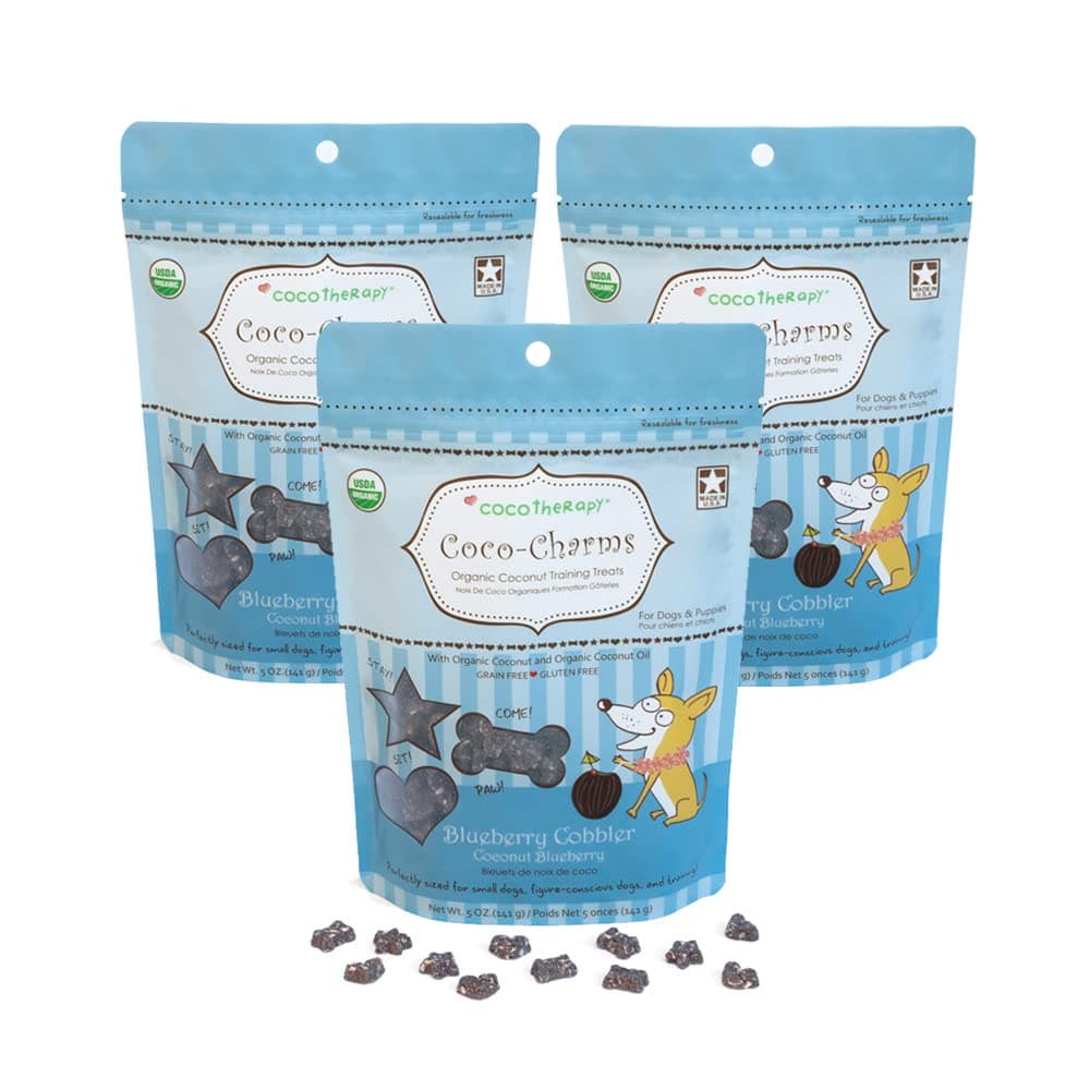 CocoTherapyBlueberry Cobbler Coco-Charms Dog Training Treats, 5 Ounces, Organic, Made in The USA (3 Pack)USDA Organic