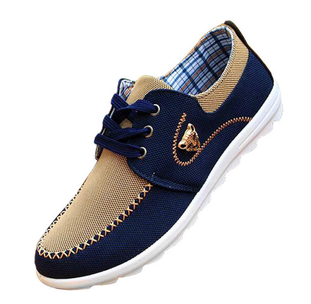 tazimall New Casual Sneakers for Men Lace-Up Canvas Shoes Low Top Walking Shoes