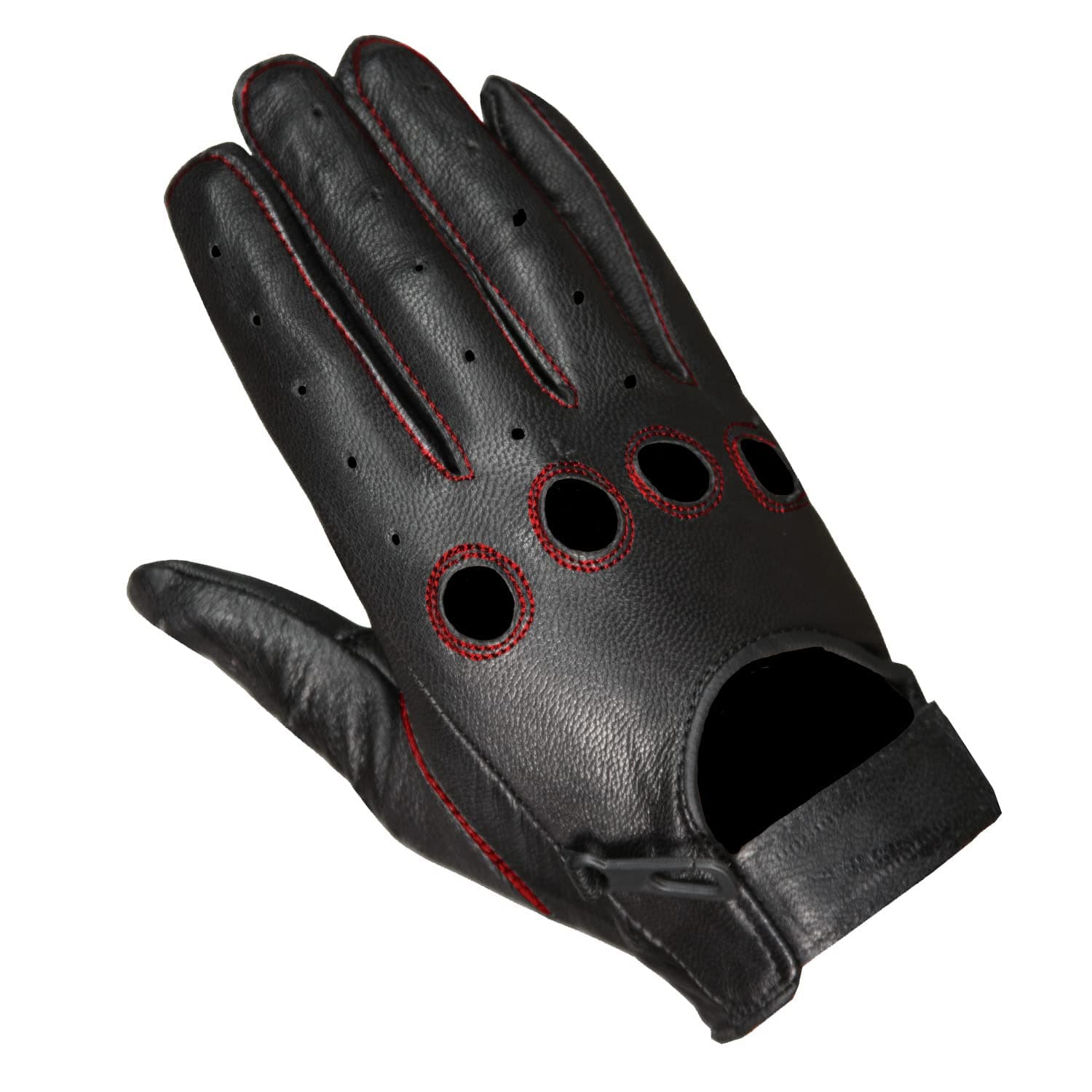 New Biker Police Leather Motorcycle Driving Riding Racing Gloves Real Natural Leather Touchscreen Ventilation Men Women Automotive ATV Dirt Bike Cycling Comfortable Adjustable BlackRed XL