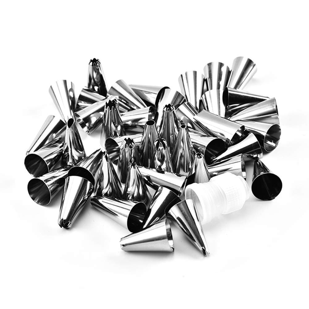 Chlyuan-hm Icing Nozzles Tips Kit Stainless Steel 42 Head Decorating Mouth Set Cake Cream Decorator Kitchen DIY Baking Tool Cake Decorating Supplies