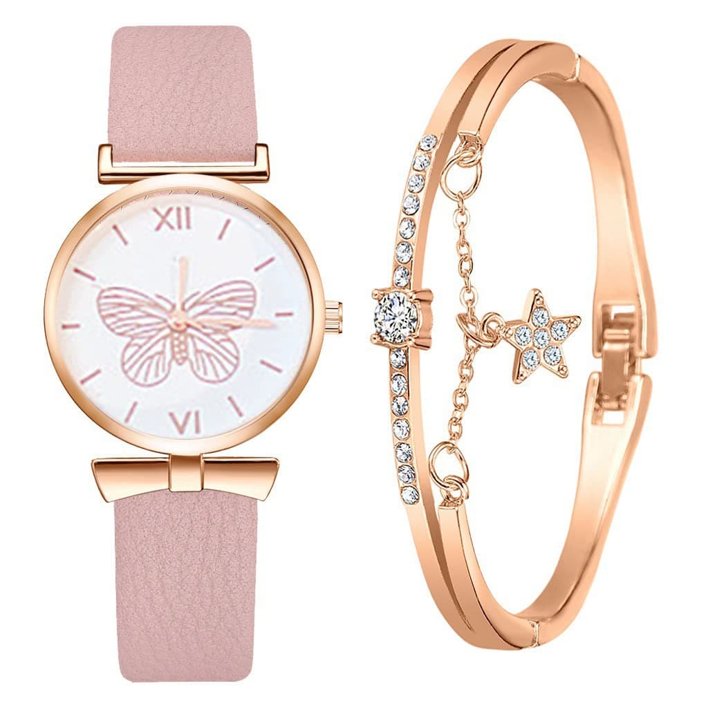 Women Watches and Bracelet Set Elegant Ladies Dress Watch Set Stylish Wrist Watches Wristwatches Jewelry Gifts Set
