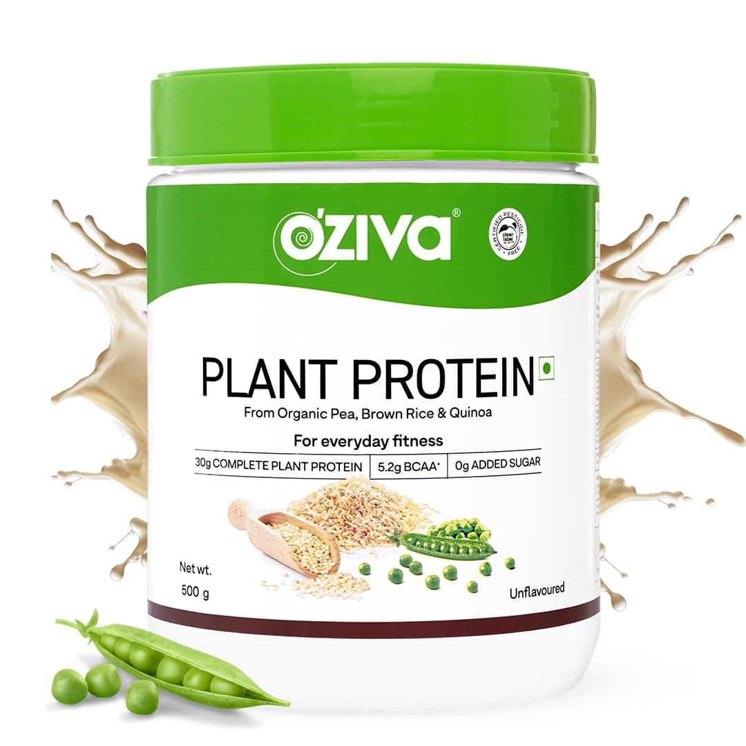 Organic Plant Protein Powder | 500 Gm | (30g Vegan Protein - Pea Protein a, Brown Rice Protein & Quinoa, Soy Free) for Everyday Fitness, Boosts Immunity, Unflavored (1.1 lb)