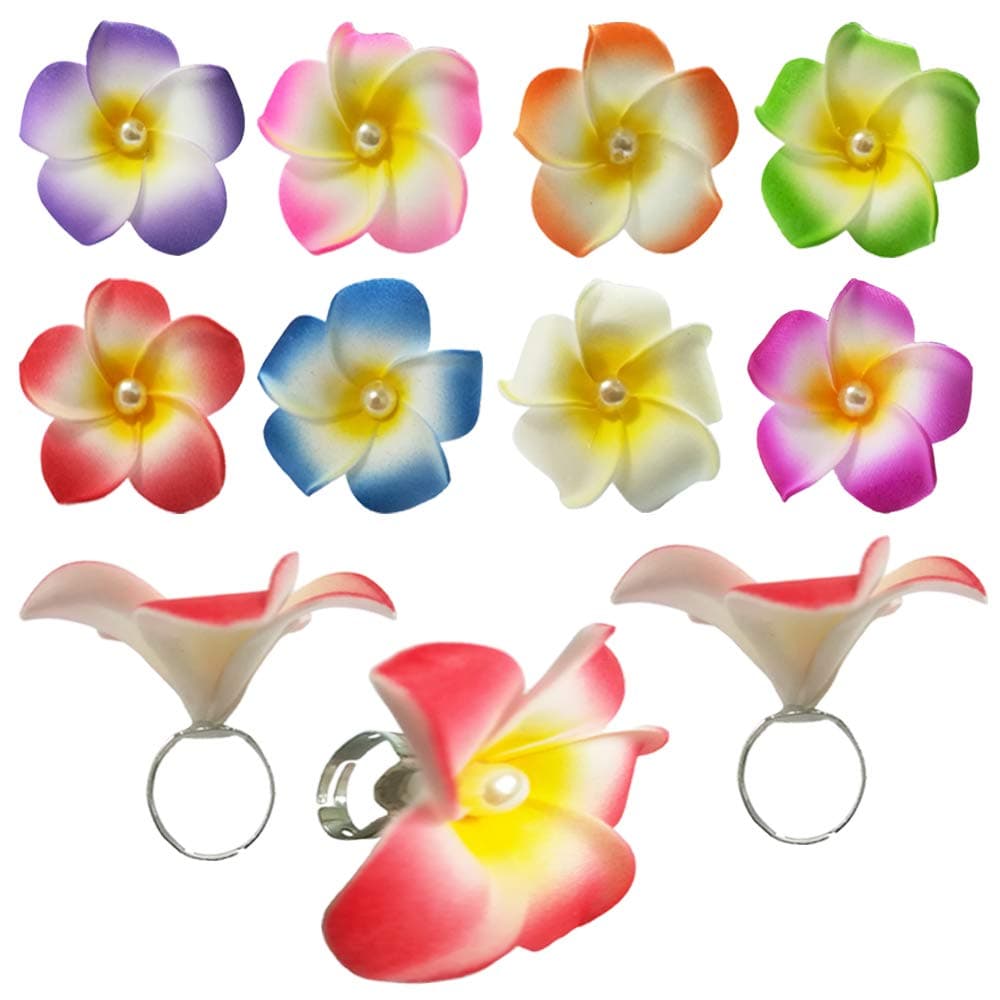 Hawaiian Plumeria Flower Foam Ring, Hawaiian Luau Party Supplies favors Decorations