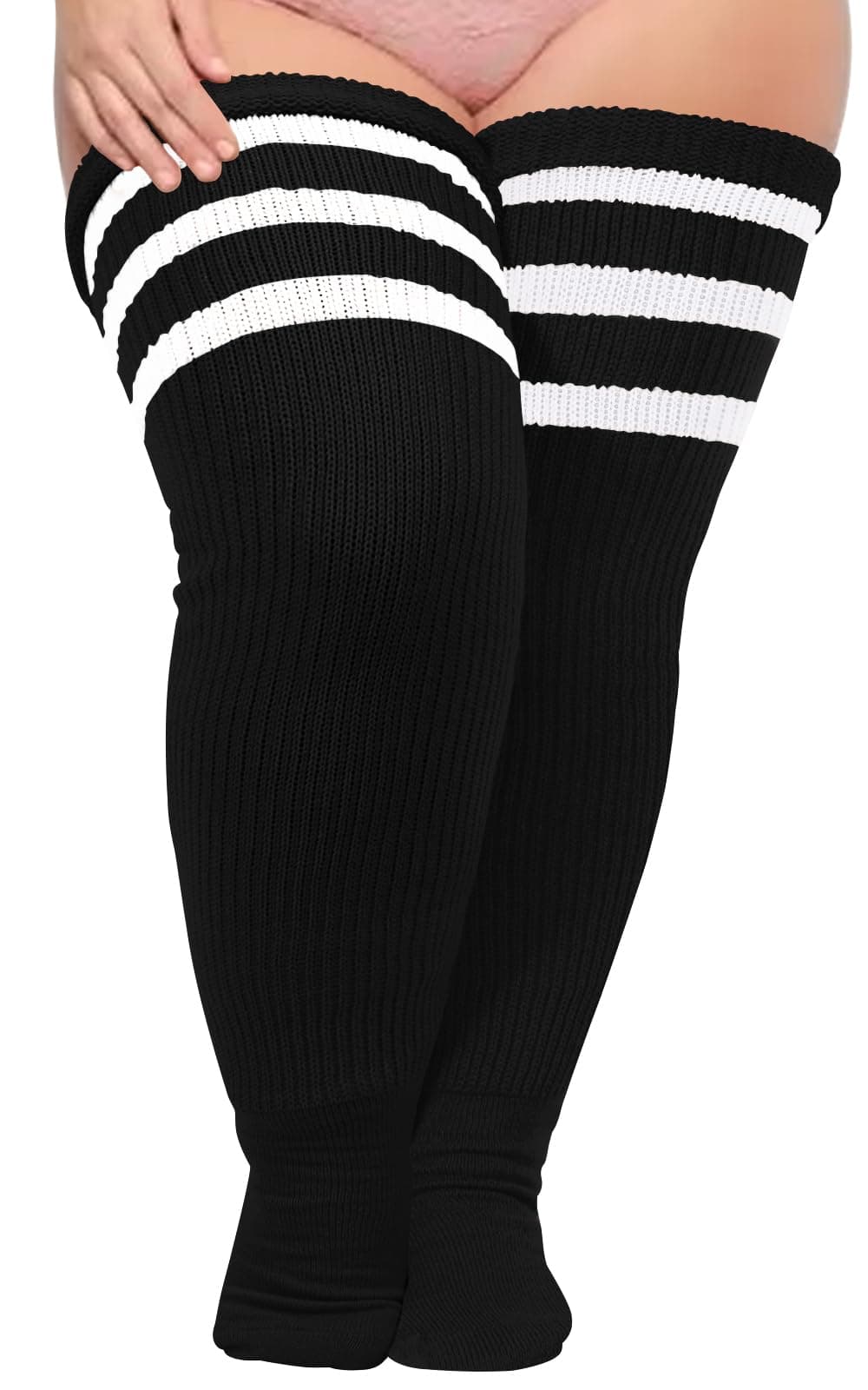 Moon Wood womens Plus Size Stripes Fashion Socks
