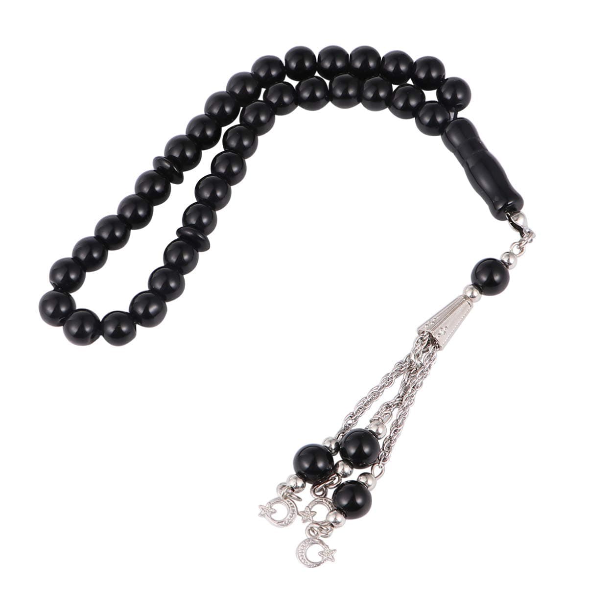 Muslim Prayer Beads 33 Exotic Glass Tasbih Bracelets Meditation Rosary Jewelry for Islamic Women Men Black