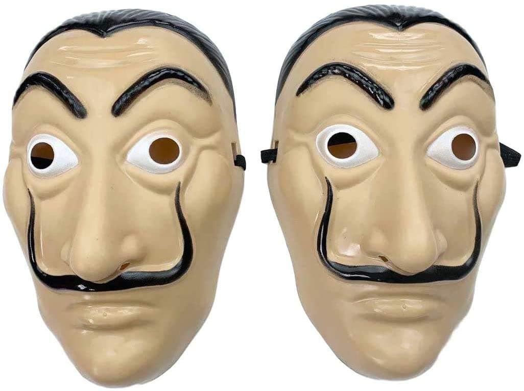 AMARONE Money robbery mask salvador Dali Cosplay halloween Dali mask Realistic Movie Prop Face Mask… 2pack……