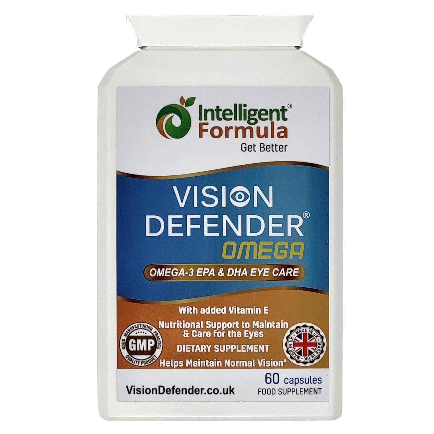 – Vision Defender Omega Eye Health Supplement – Omega-3 Fish Oil with DHA & EPA + Antioxidant Vitamin E – 60 Softgel Capsules – Supports Eye Comfort & Dry Eyes – Made in UK