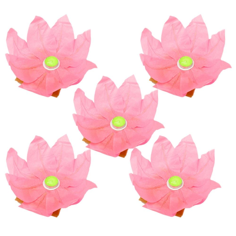 Yr.seasons 20 Pieces Festival,wedding,party Decoration Floating Water Wishing Light Lamp Lotus Flower Paper Lantern (Pink)