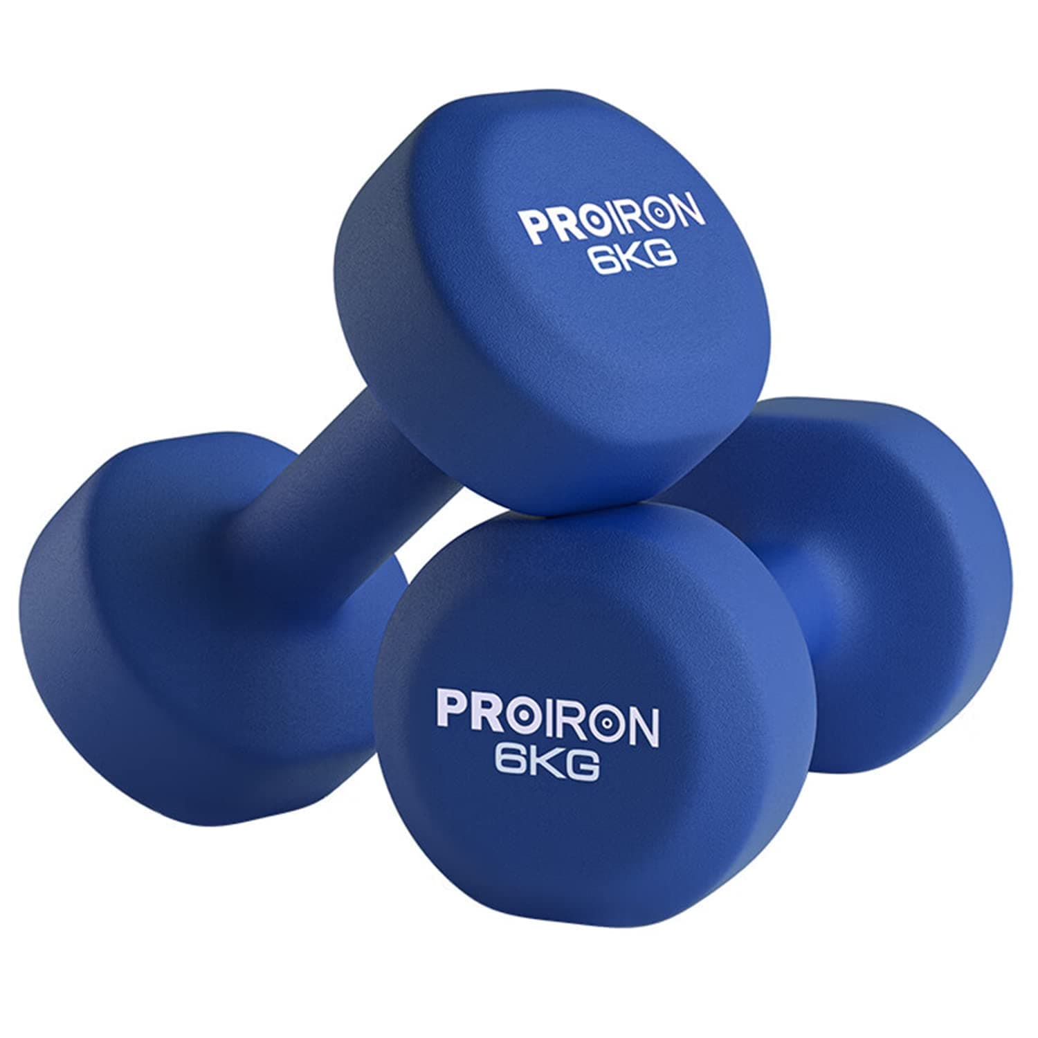PROIRON Pesi Palestra in Casa Fitness e Palestra Manubri e Pesi Fitness Pesi per Palestra Manubrio (Set di 2) 1-10kg (Blu Scuro - 2 x 6KG)