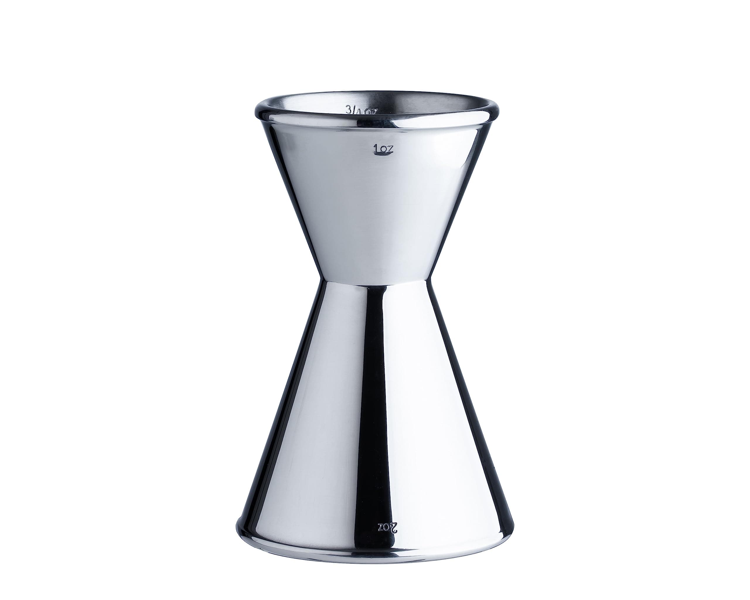 Heavy Duty Bar Jigger, Stainless Steel Cocktail Measuring Jigger With 0.5oz, 0.75oz, 1oz, 1.5oz and 2oz Measuring Marks, Double Walls, Mirror Polished, One Jigger (Silver)