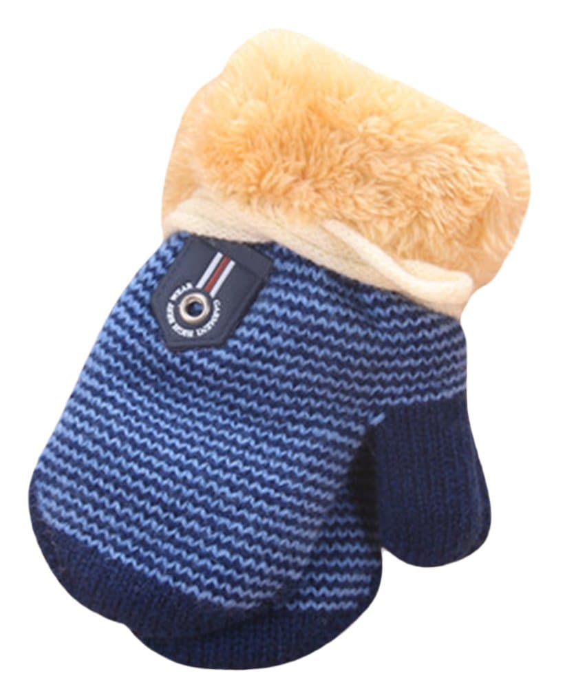 BaiX Unisex Toddler Infant Winter Fleece Lined Mittens Baby Knitted Gloves
