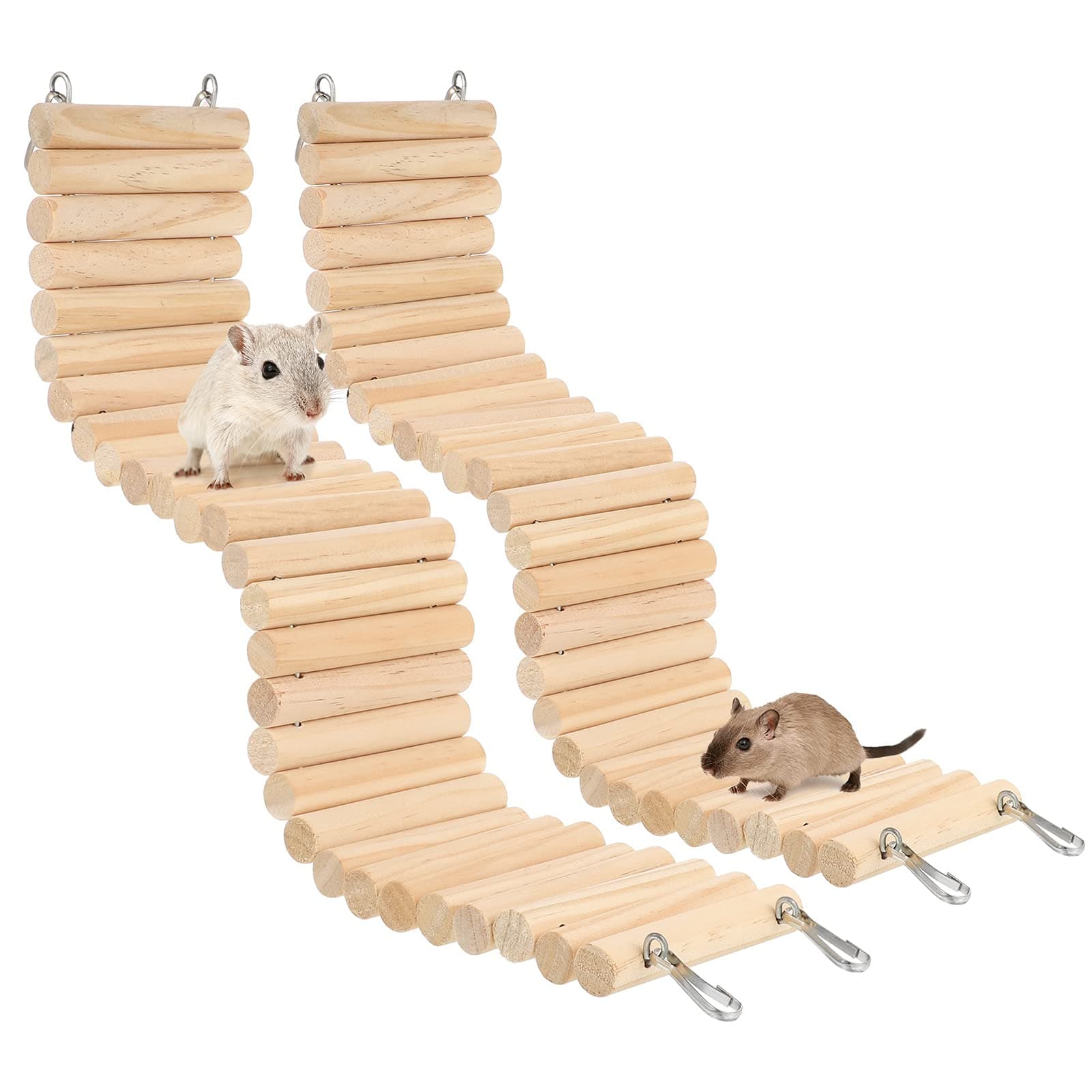 2pcs Wooden Hamster Ladder Bridge Small Animal Climbing Stair Bendable Rat Cage Habitat Toy for Hamsters Chipmunks and Other Small Animals