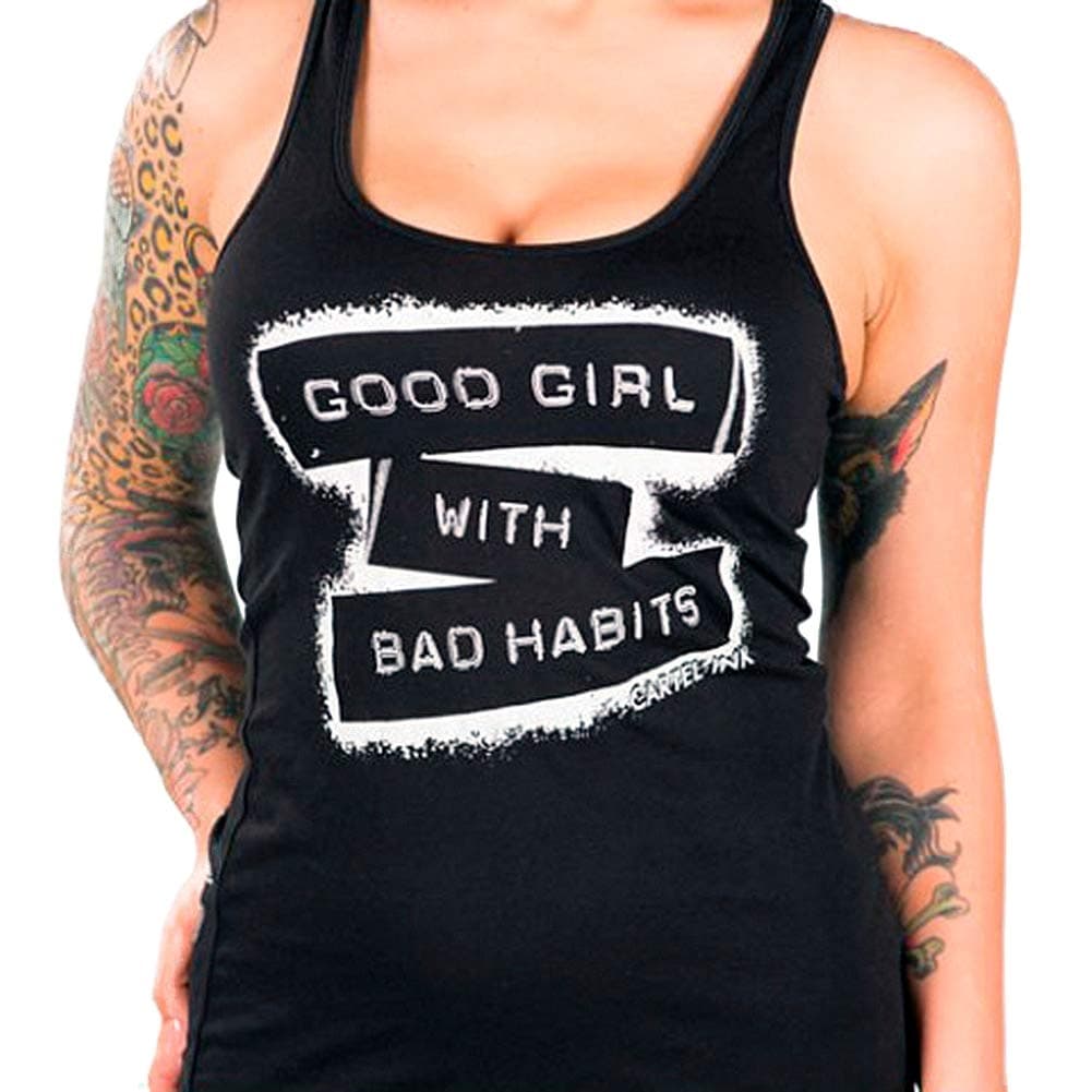 Cartel Ink Women's Good Girl Bad Habits Racer Back Tank Top S