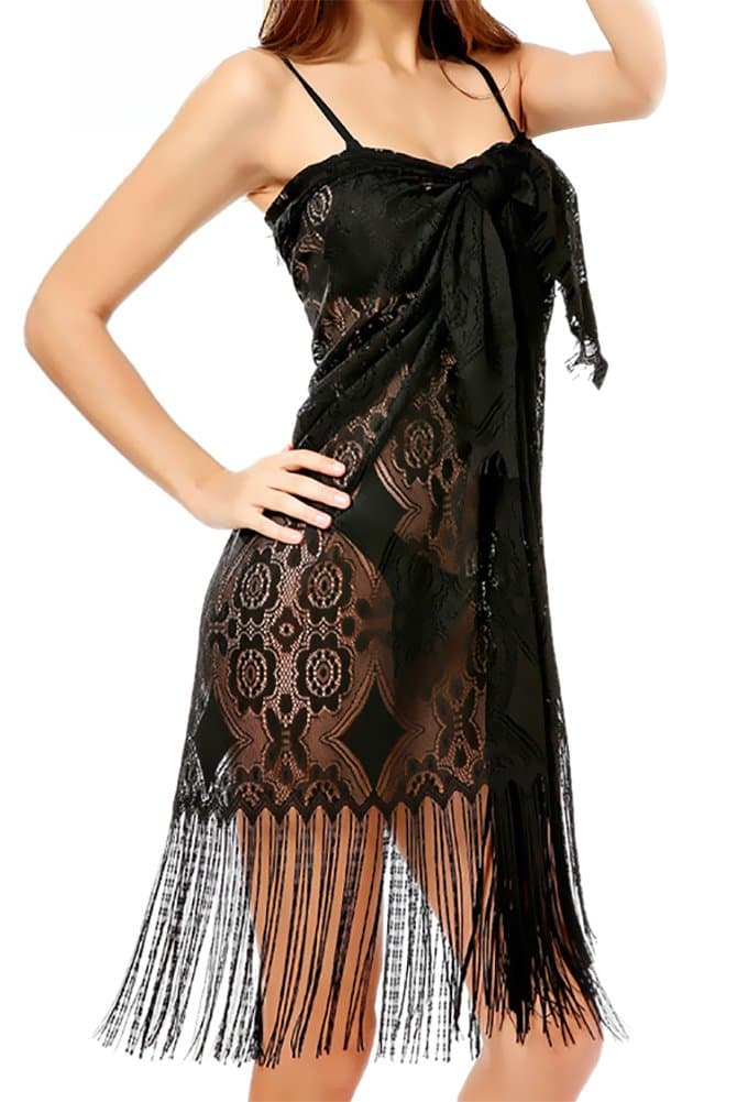 Sierry Women Beach Cover-up Tassel Beachwear Dress Bikini Sarong Wrap Swimsuit Cover Lace Floral Beach Wear Swimwear Cover Up