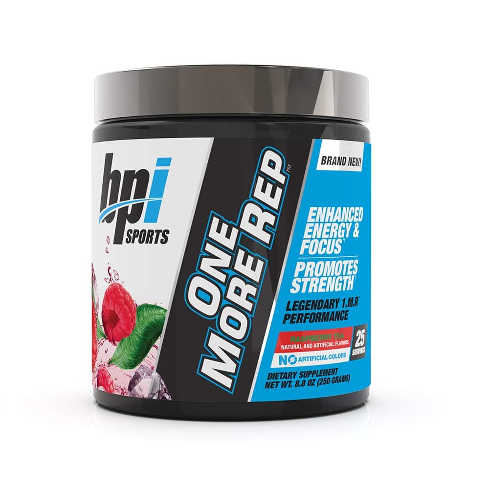BPI Sports One More Rep Pre Workout Powder - Raspberry Tea - 25 Servings - Caffine + L-Citrulline + Carnitine + Beetroot - Preworkout Energy, Strength, & Focus for Men & Women